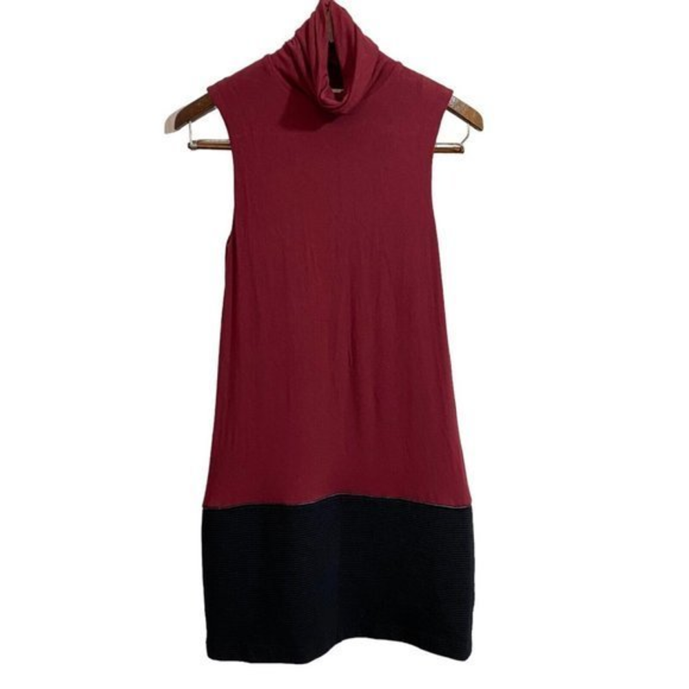 Bailey 44 Small Cranberry Black Bottom Sleeveless‎ Turtleneck Short Dress